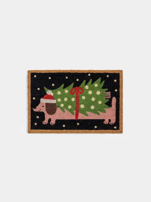 Коврик придверный, 40х60 см, Собака с елкой, Christmas dog, image-0