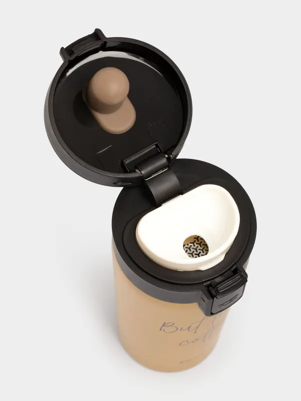 Термо саптыаяқ, 380 мл, болат/пластик, алтын, күңгірт, But first, cofee, Voyage, image-2