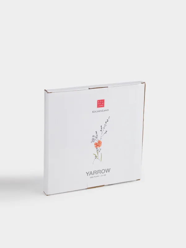 Тіскебасар тәрелкесі, 21 см, фарфор N, ақ, алтын жиектері бар, Дала гүлдері, Yarrow, image-6