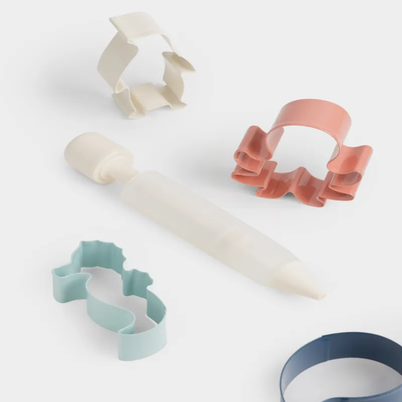 Пісіруге арналған жиынтық, 5 зат, қарындаш/қалыптар, пластик/силикон/болат, Теңіз тұрғындары, наубайхана, image-2