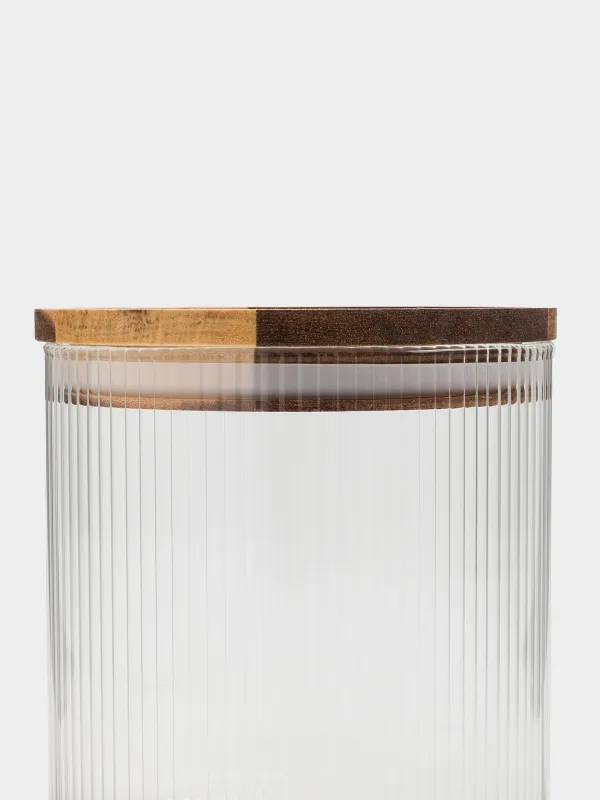 Банка для сыпучих продуктов, 900 мл,стекло Б/дерево, Ravi wood, image-4