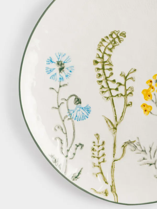 Түскі ас тәрелкесі, 27 см, фарфор N, сүт түстес, Кракелюрдегі шалғынды гүлдер, Floral meadow, image-2