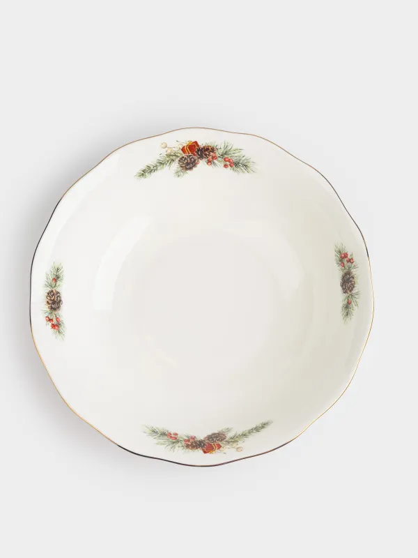 Салатник, 23х6 см, 1,3 л, фарфор F, белый, Лошадка и еловые ветви, Christmas miracle classic, image-3