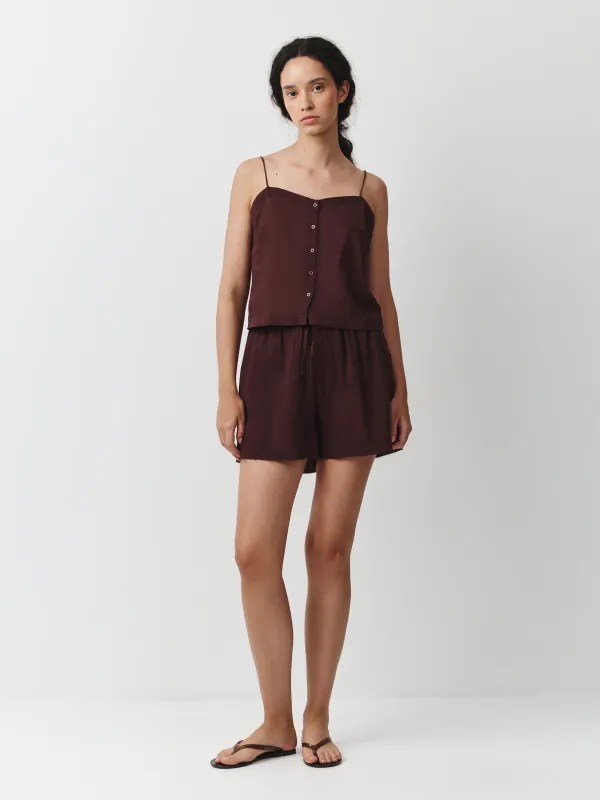 Әйелдер блузасы, өлшемі L, белдіктері бар, түймелері бар, муслин К, қоңыр, Fermina, image-1