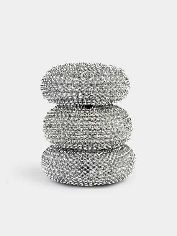 Тазалауға арналған Губка, 7 см, 3 дана, пластик, күміс, Clean, image-2