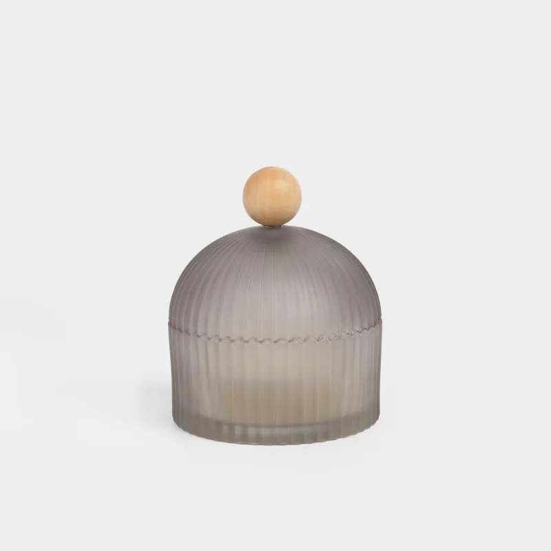 Хош иісті шам, 11х13 см, шам ұстағышта, қақпағы бар, шыны, сұр, Leather Incense, Incense