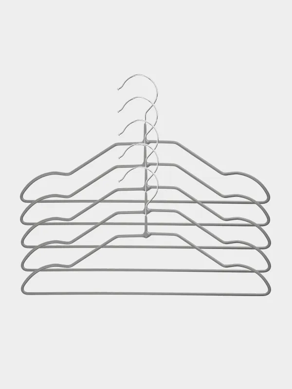 Вешалка-плечики, 28 см, 5 шт, детская, металл с покрытием, серая, Colorful house, image-0