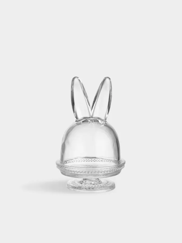 Аяқты ыдыс, 12х19 см, қақпағы бар, шыны, Қоян құлақтары, Lapin, image-0