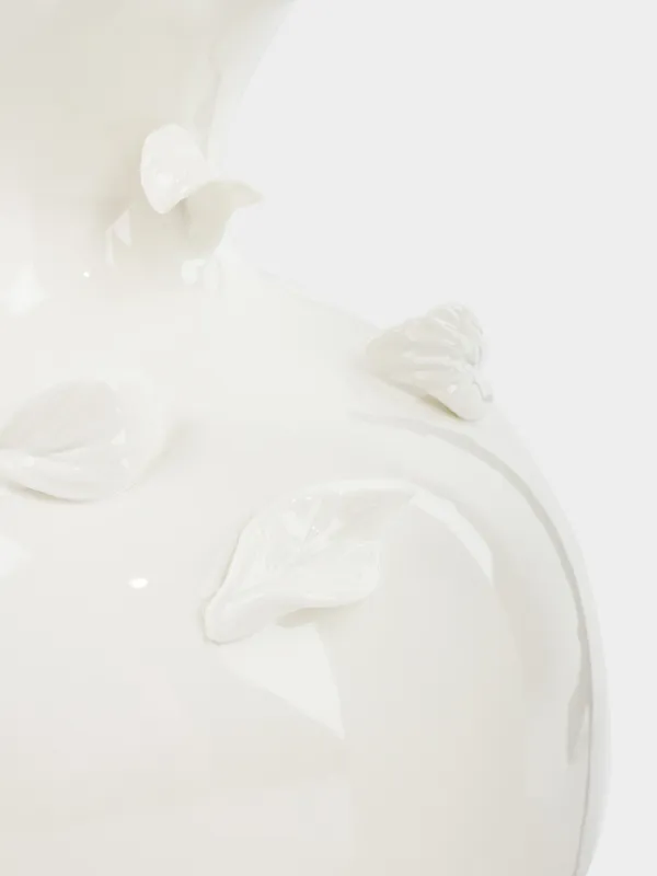 Гүл вазасы, 26 см, керамика, сүт түстес, Жапырақтар, Bloome, image-3