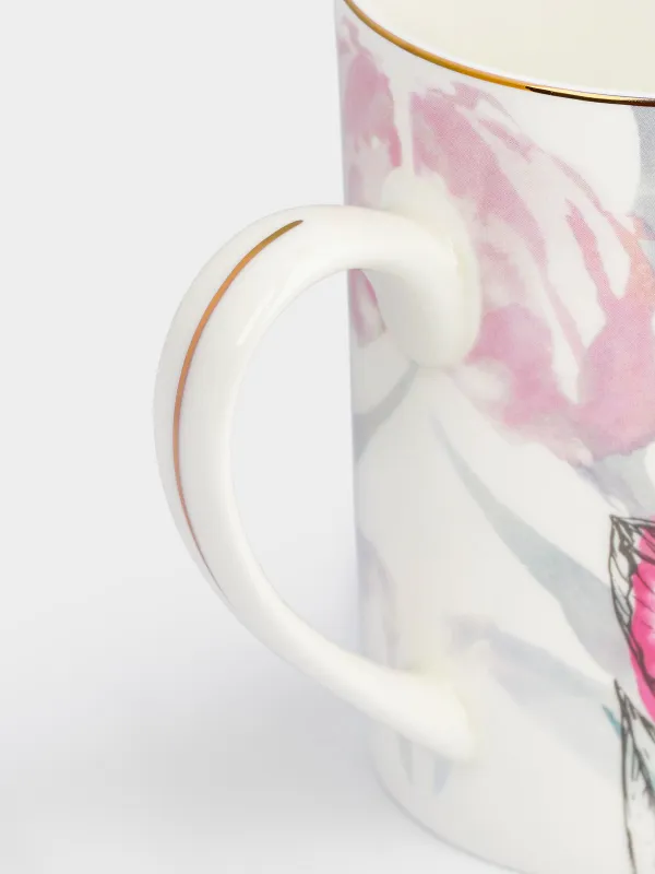 Кружка, 450 мл, фарфор F, белая, с золотистым кантом, Тюльпаны, Tulip garden, image-2