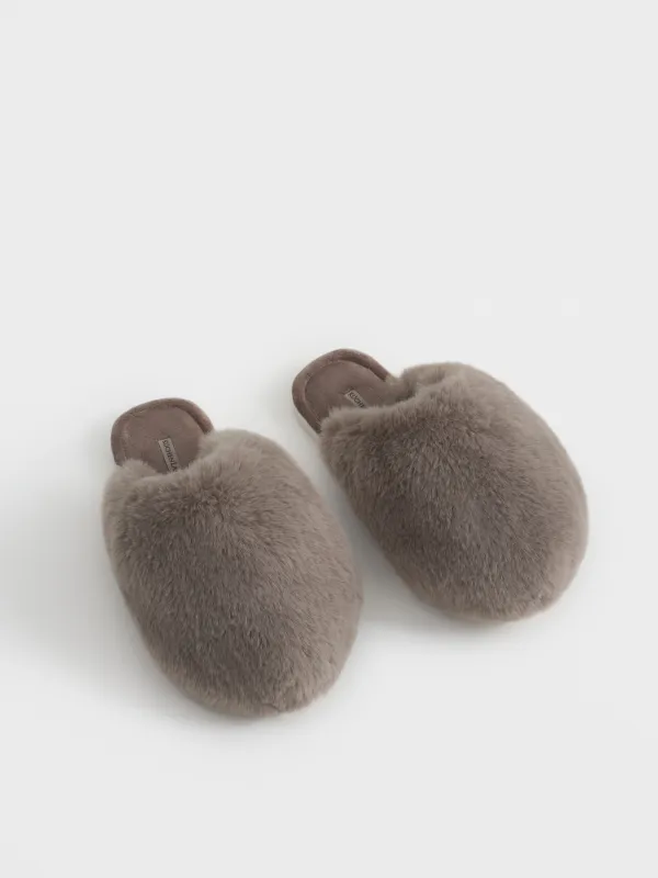 Әйелдерге тәпішкелері, үйге арналған, өлшемі 36-37, жасанды үлбір/барқыт, қоңыр, Bushy, image-2