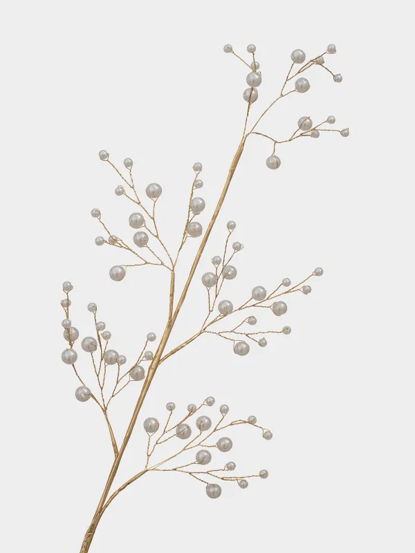 Ветка декоративная, 25 см, пластик/металл, шампань, Жемчужины, Balls decor, image-4