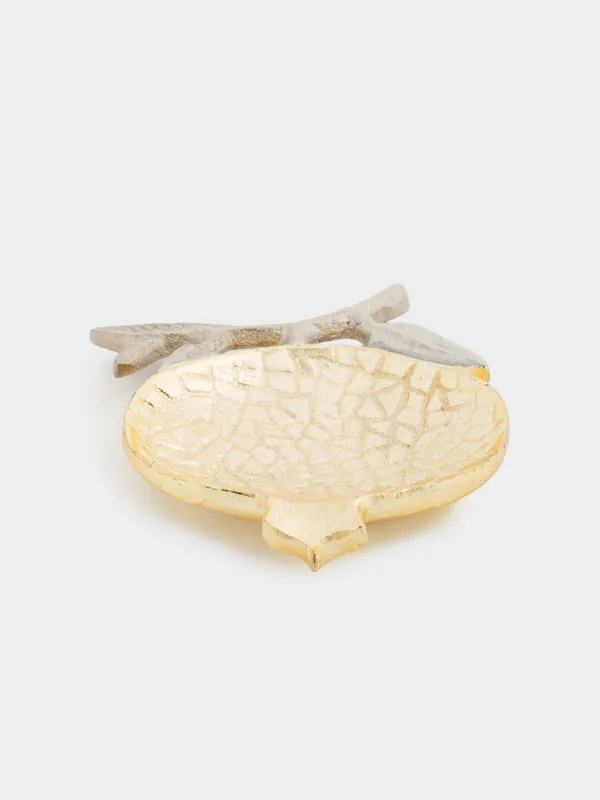 Сәндік ыдыс, 10х12 см, металл, алтын-күміс, Бұтақтағы анар, Pomegranate gold, image-2