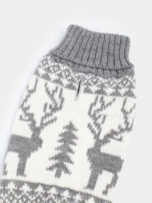 Жануарлар свитері, 32 см, өлшемі S, акрил, сұр және ақ, Бұғы, Fashion pet, image-2