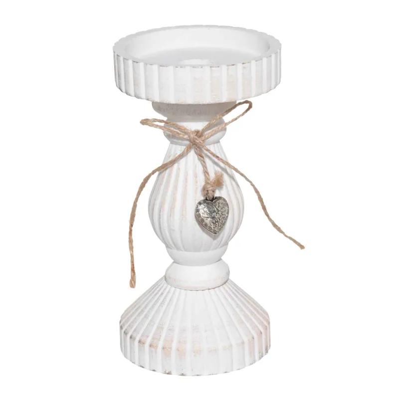 Шырағдан, 19 см, аяғы, ағаш, ақ, Ethno