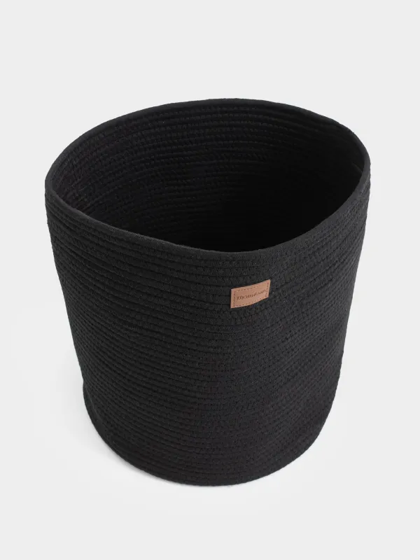 Сумка для хранения белья, 38х40 см, с ручками, хлопок, круглая, черная, Tote, image-5