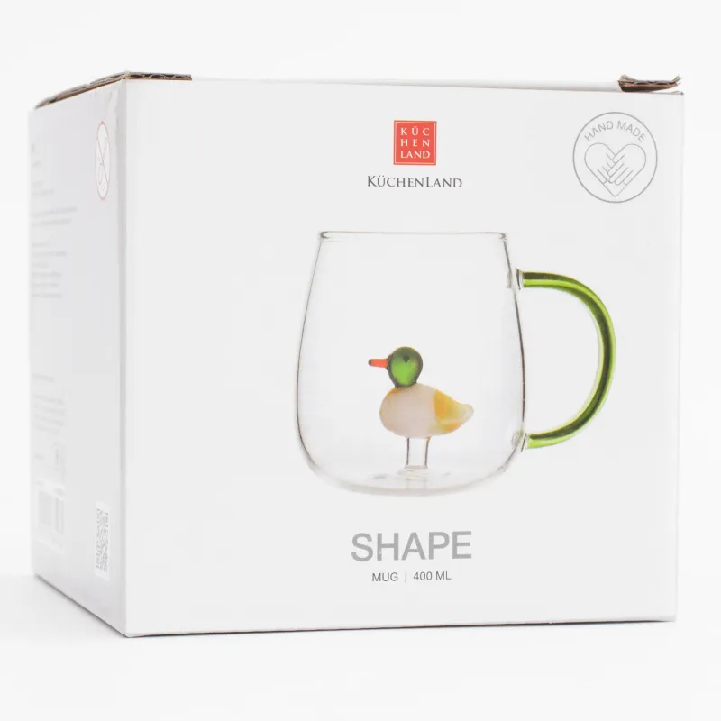 Кружка, 400 мл, шыны B, жасыл тұтқасы бар, үйрек, пішін, image-4