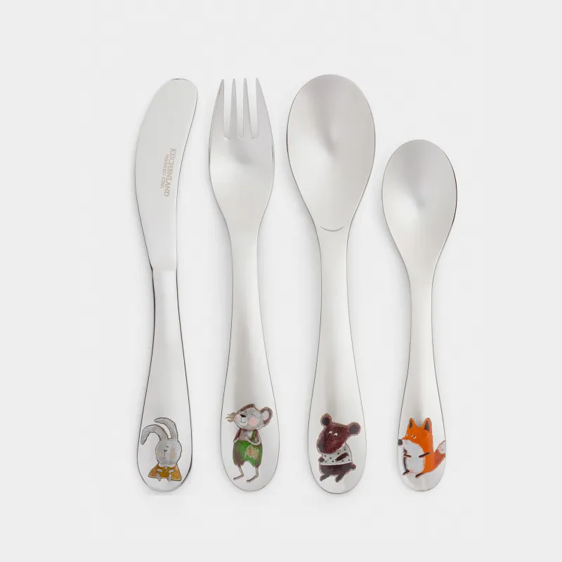 Ас құралдары, балаларға арналған, 1 адам, 4 зат, болат, Forest animals, Forest animals