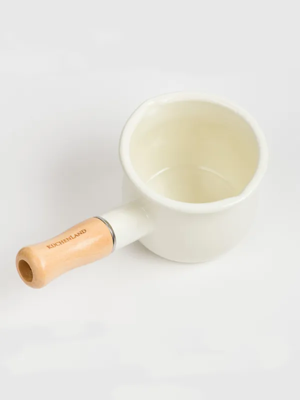 Турка, 550 мл, эмальданған металл/ағаш, сүт түстес, Nostalgia, image-3