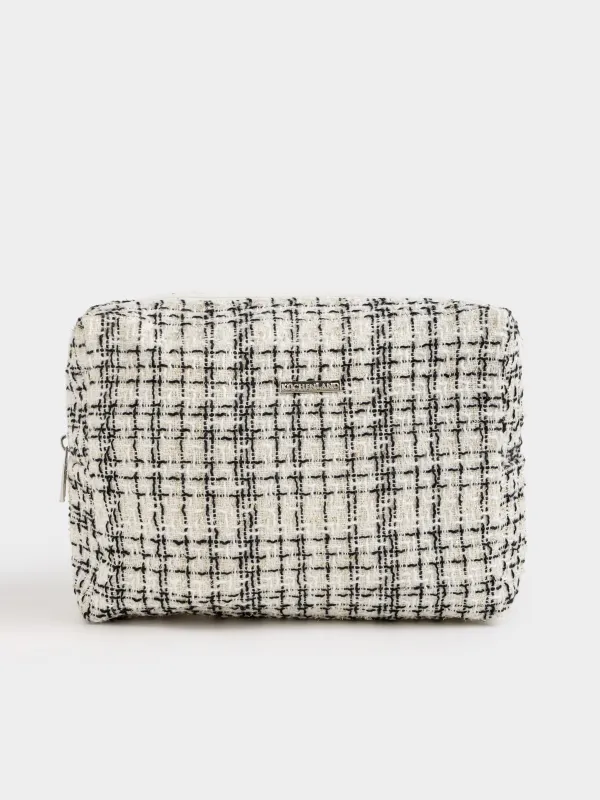 Косметичка, 26х19 см, твид, черно-белая, Wenal, image-0