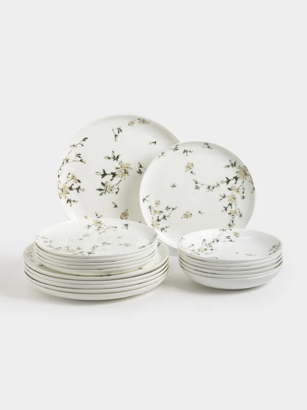 Сервиз обеденный, 6 перс, 18 пр, фарфор F, белый, Цветы, Florin, image-0