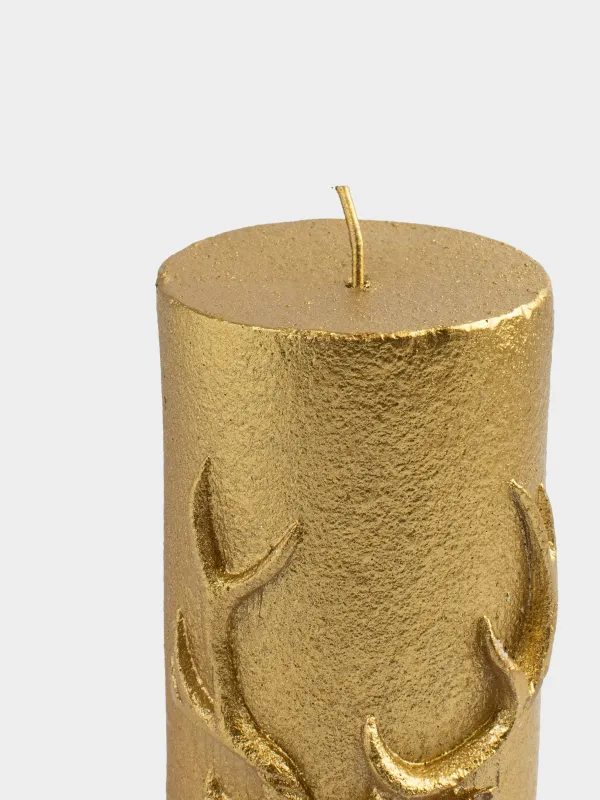 Свеча, 6х15 см, цилиндрическая, золотистая, Олень, Deer candle, image-2