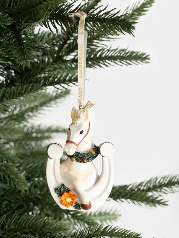 Шырша ойыншығы, 8 см, полирезин, сүт түстес, Тағасы бар жылқы, Figure christmas, image-3