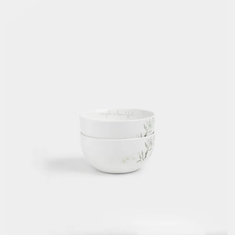 Кесе, 14х8 см, 620 мл, 2 дана, фарфор Р, ақ, Гүлдер мен жапырақтар, Rareness flower
