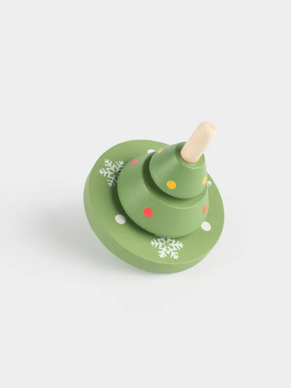 Игрушка, 6х5 см, дерево, зеленая, Юла, Kiddy, image-1