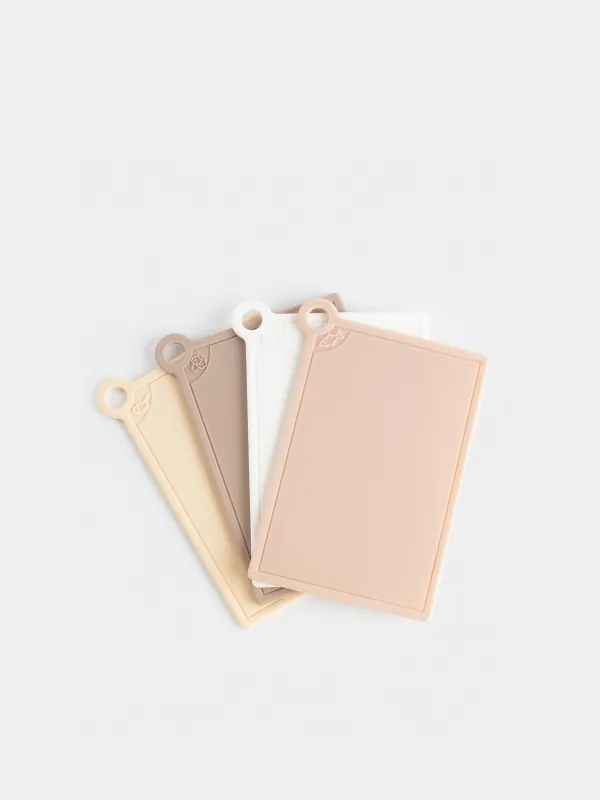 Доска разделочная, 35х32 см, 4 шт, в подставке, пластик, бежевый микс, Galori, image-3