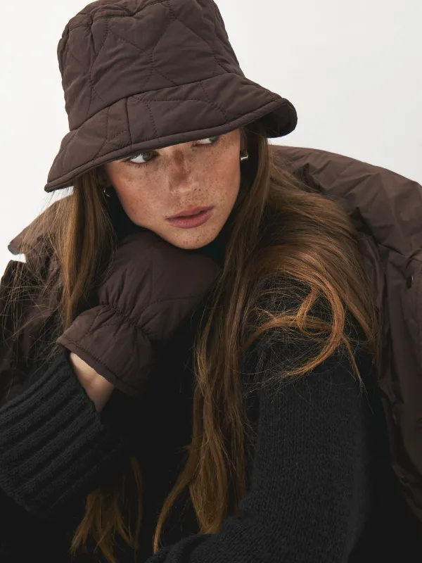 Әйелдер панамасы, бірыңғай өлшем, сырылған, полиэстер, қоңыр, Stitch warm, image-0