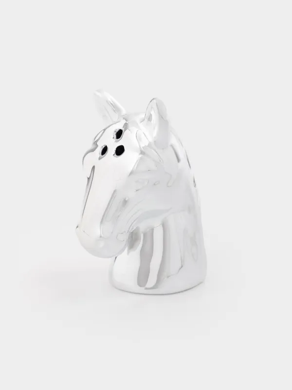 Тұз немесе бұрышқа арналған ыдыс, 7 см, керамика, күміс, Жылқы, Horse silver, image-2