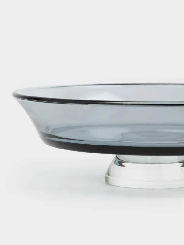 Блюдо на ножке, 20х7 см, стекло, серое, Clear grey, image-4