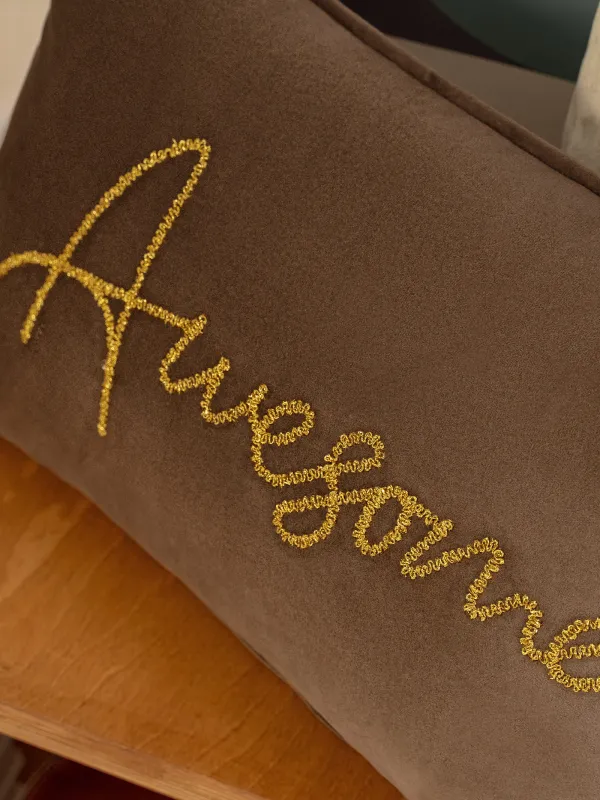 Подушка декоративная, 50х30 см, вельвет, коричневая, Awesome, Scroll, image-4