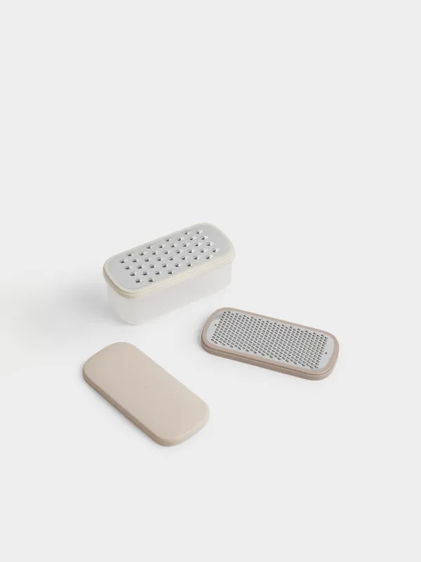 Үккіш, 19х8 см, 2 саптама, контейнері бар, қақпағы бар, пластик/болат, сарғылт-қоңыр микс, Galori, image-1