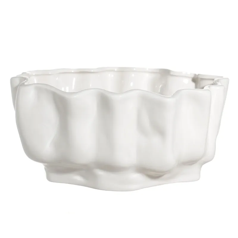 Ваза для фруктов, 26x20 см, керамика, молочная, Изгибы, Crumple, image-0