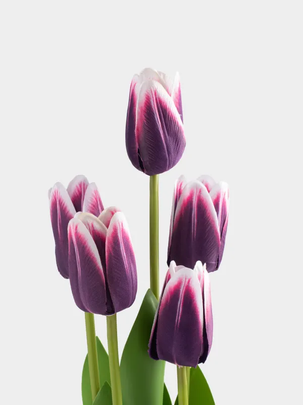 Жасанды өсімдік, 39 см, құмырада, полиуретан/поливинилхлорид, Күлгін қызғалдақтар, Tulip garden, image-3