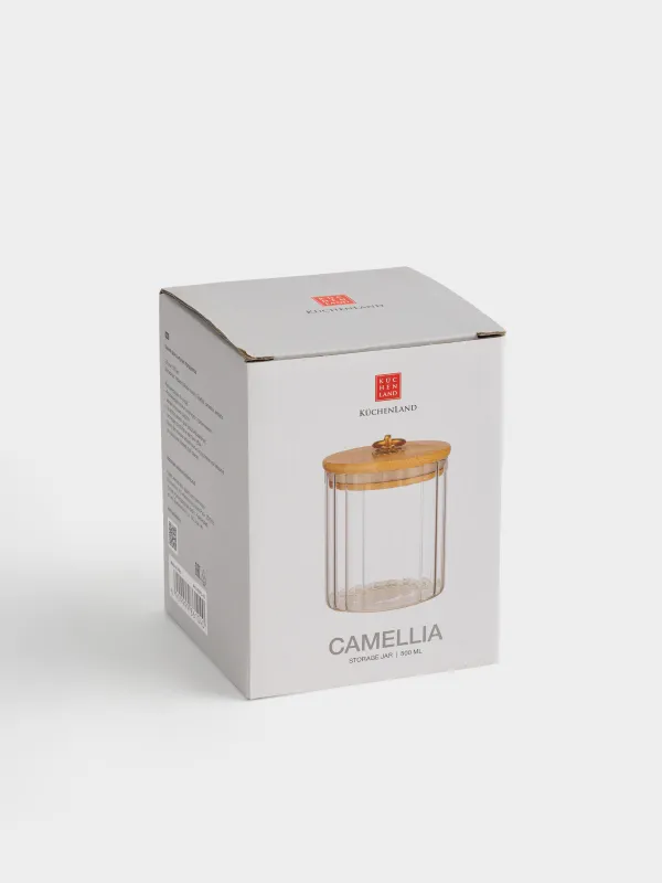 Сусымалы азық-түлік Банкі, 500 мл, бамбук Шыны, Camellia, image-5