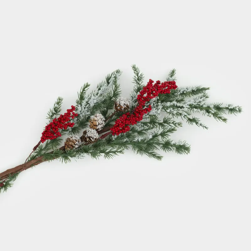 Композиция декоративная, 76 см, пластик, Красные ягоды и шишки, Red berry, image-1