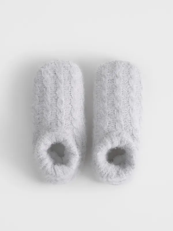 Әйелдер тәпішке-шұлықтары, үйге арналған, өлшемі 39-41, жасанды үлбір/шерпа, сұр, Өрімдер, Hotty fuzz, image-1