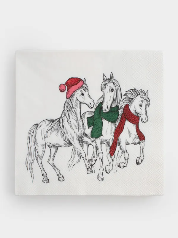 Салфетки бумажные, 33х33 см, 20 шт, Horse trio, image-0