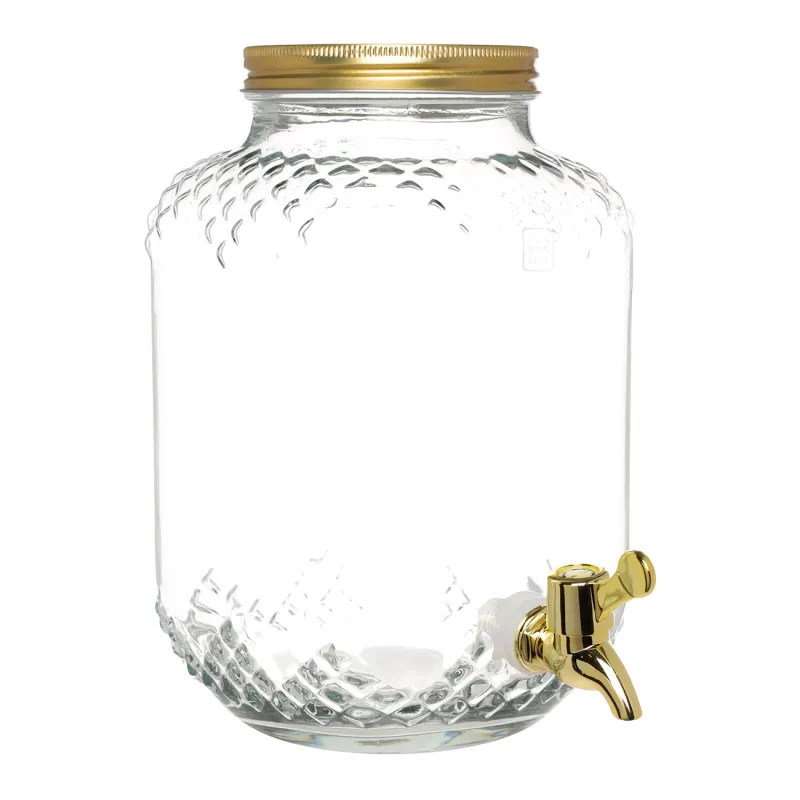 Сусын жинағы, 4 тұлға, 5 зат, стенд диспенсері, алтын, шыны/металл, Regale, image-3