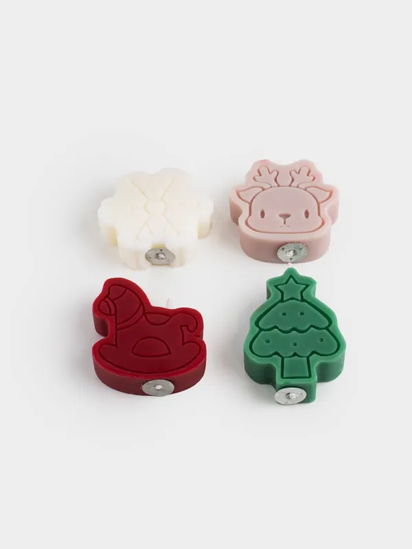 Шам, 2 см, 4 дана, түс, Жылқы/Қар Ұшқыны/Бұғы/Шырша, Shape candle, image-1