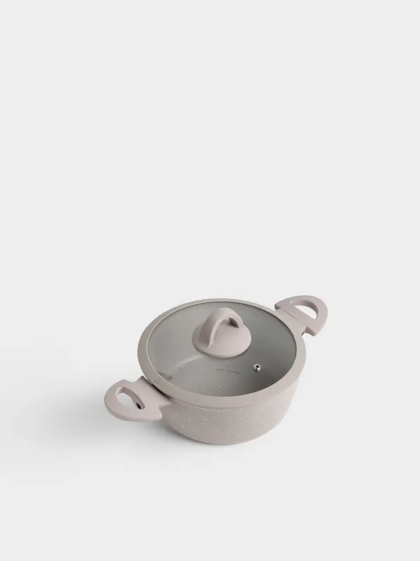Кастрюля, 20 см, 2 л, с крышкой, с покрытием, алюминий, серая, Ginelli, image-1