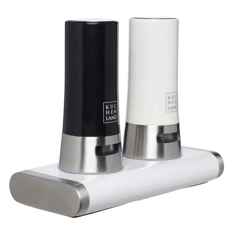 Тұз және бұрыш жинағы, 11 см, магниттік стендте, болат / пластик, қара / ақ, B & W