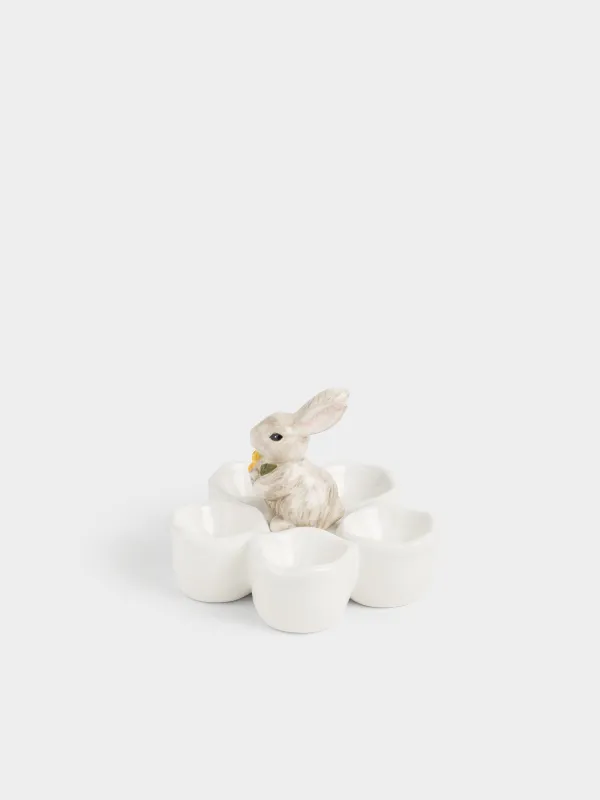 Блюдо пасхальное, 14х11 см, Кролик с цветком, Rabbit in narcis, image-1