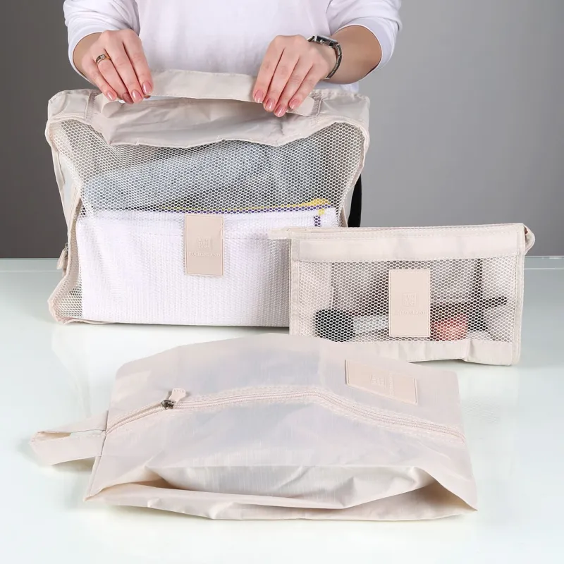 Набор органайзеров для путешествий, 3 шт, полиэстер, бежевый, Easy Travel, image-1