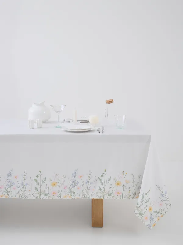 Скатерть, 160х160 см, из жаккарда, Полевые цветы, Petals serenity, image-0