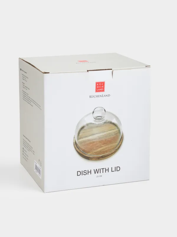 Блюдо с крышкой, 23х15 см, дерево/стекло, круглое, Noble tree, image-4