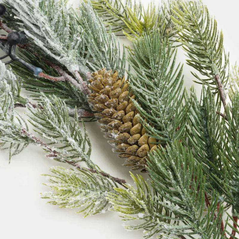 Сәндік гирлянд, 1,3 м, пластмасса/пенопласт, Бұтақтардағы көк жидектер мен шырша бүршіктері, Blue berry, image-4